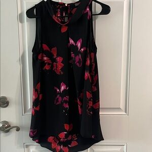 Vince Camuto Black and Pink Floral Blouse